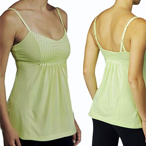 Lululemon‎ Fouette Tank Size 8 y2k Babydoll Smocked Citron Yellow Empire Waist - Picture 1 of 9